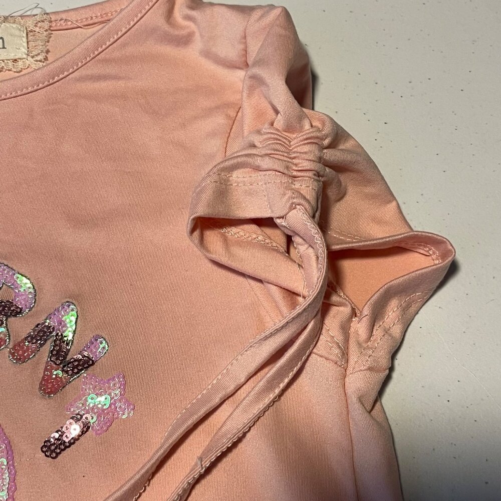 Btween Girls Pink Unicorn Club Sequin Tie-Sleeve T-Shirt Size 10 - Picture 8 of 11